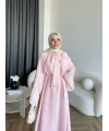 Qu - Liva Volan Detay Elbise - Pembe