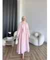 Qu - Liva Volan Detay Elbise - Pembe