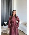 Pwn - Cavellia Büzgülü Elbise - Bordo