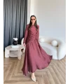Pwn - Cavellia Büzgülü Elbise - Bordo