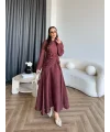 Pwn - Cavellia Büzgülü Elbise - Bordo