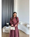 Pwn - Cavellia Büzgülü Elbise - Bordo