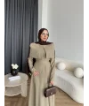 Fuş - Melafis Pelerin Taş Detay Elbise - Yeşil