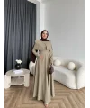 Fuş - Melafis Pelerin Taş Detay Elbise - Yeşil