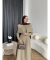 Fuş - Melafis Pelerin Taş Detay Elbise - Yeşil