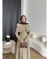 Fuş - Melafis Pelerin Taş Detay Elbise - Yeşil