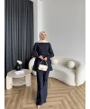 Fuş - Lisor Kol Taş Detay Takım - Lacivert