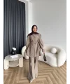 Fuş - Lisor Kol Taş Detay Takım - Vizon