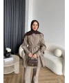 Fuş - Lisor Kol Taş Detay Takım - Vizon