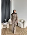 Fuş - Lisor Kol Taş Detay Takım - Vizon