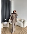 Fuş - Lisor Kol Taş Detay Takım - Vizon