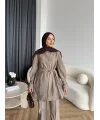 Fuş - Lisor Kol Taş Detay Takım - Vizon