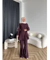 Fuş - Lisor Kol Taş Detay Takım - Bordo