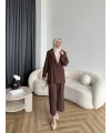 Mav - Moza Düğmeli Takım - Kahve