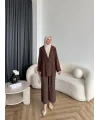 Mav - Moza Düğmeli Takım - Kahve