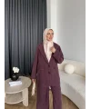 Mav - Moza Düğmeli Takım - Bordo