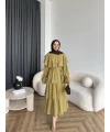 Tb - Dosha Fırfır Detay Elbise - Yağ Yeşili