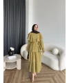 Tb - Dosha Fırfır Detay Elbise - Yağ Yeşili