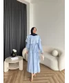 Tb - Dosha Fırfır Detay Elbise - Mavi
