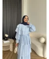 Tb - Dosha Fırfır Detay Elbise - Mavi