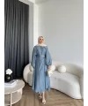 Qu - Balon Kol Etekli Takım - İndigo