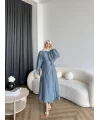 Qu - Balon Kol Etekli Takım - İndigo