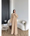 Bel - Zyra Omuz Şallı Yırtmaçlı Takım - Camel