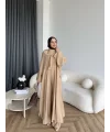 Bel - Zyra Omuz Şallı Yırtmaçlı Takım - Camel
