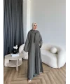 Bel - Zyra Omuz Şallı Yırtmaçlı Takım - Haki