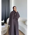 Bel - Zyra Omuz Şallı Yırtmaçlı Takım - Kahve