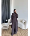 Bel - Zyra Omuz Şallı Yırtmaçlı Takım - Kahve
