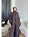 Bel - Zyra Omuz Şallı Yırtmaçlı Takım - Kahve