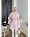 Hen - Choco Piliseli Gömlek - Pembe