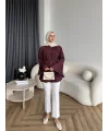 Hen - Choco Piliseli Gömlek - Bordo
