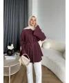 Hen - Choco Piliseli Gömlek - Bordo