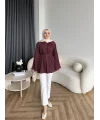 Hen - Choco Piliseli Gömlek - Bordo