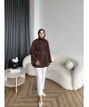 Hen - Choco Piliseli Gömlek - Kahve