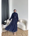 Hen - Endara Şifon Elbise - Lacivert