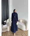 Hen - Endara Şifon Elbise - Lacivert