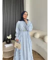 Hen - Endara Şifon Elbise - Bebe Mavi