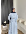 Hen - Endara Şifon Elbise - Bebe Mavi