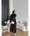 Hen - Endara Şifon Elbise - Acı Kahve