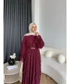 Hen - Endara Şifon Elbise - Bordo
