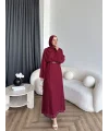 Tb - İndirimli Dantel Elbise - Bordo