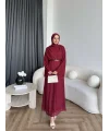 Tb - İndirimli Dantel Elbise - Bordo