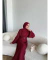 Tb - İndirimli Dantel Elbise - Bordo