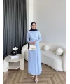 Sılan Yan Detaylı Elbise - Bebe Mavi