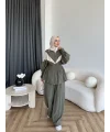 Pwn - Hanly Çizgi Detaylı Modal Takım - Haki