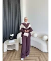 Pwn - Hanly Çizgi Detaylı Modal Takım - Bordo