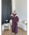 Pwn - Hanly Çizgi Detaylı Modal Takım - Bordo